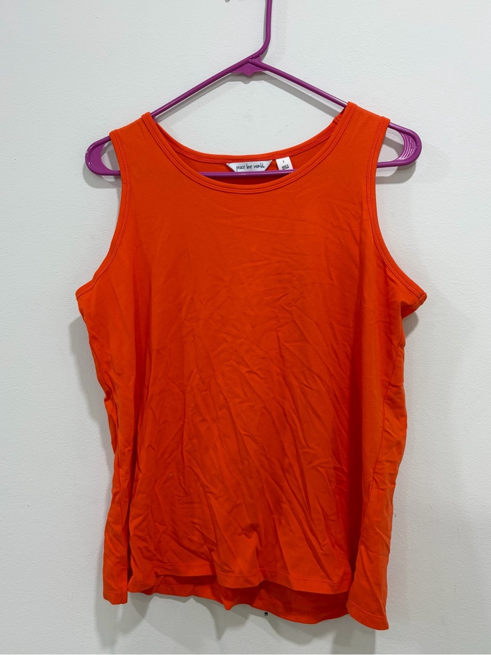 Peace Love World Vibrant Orange Scoop Neck Tank